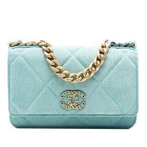 Chanel 19 Wallet On Chain Quilted Denim #246604C34B